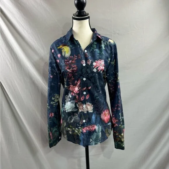Boho Floral Print Blouse Blue - Picture 6 of 9